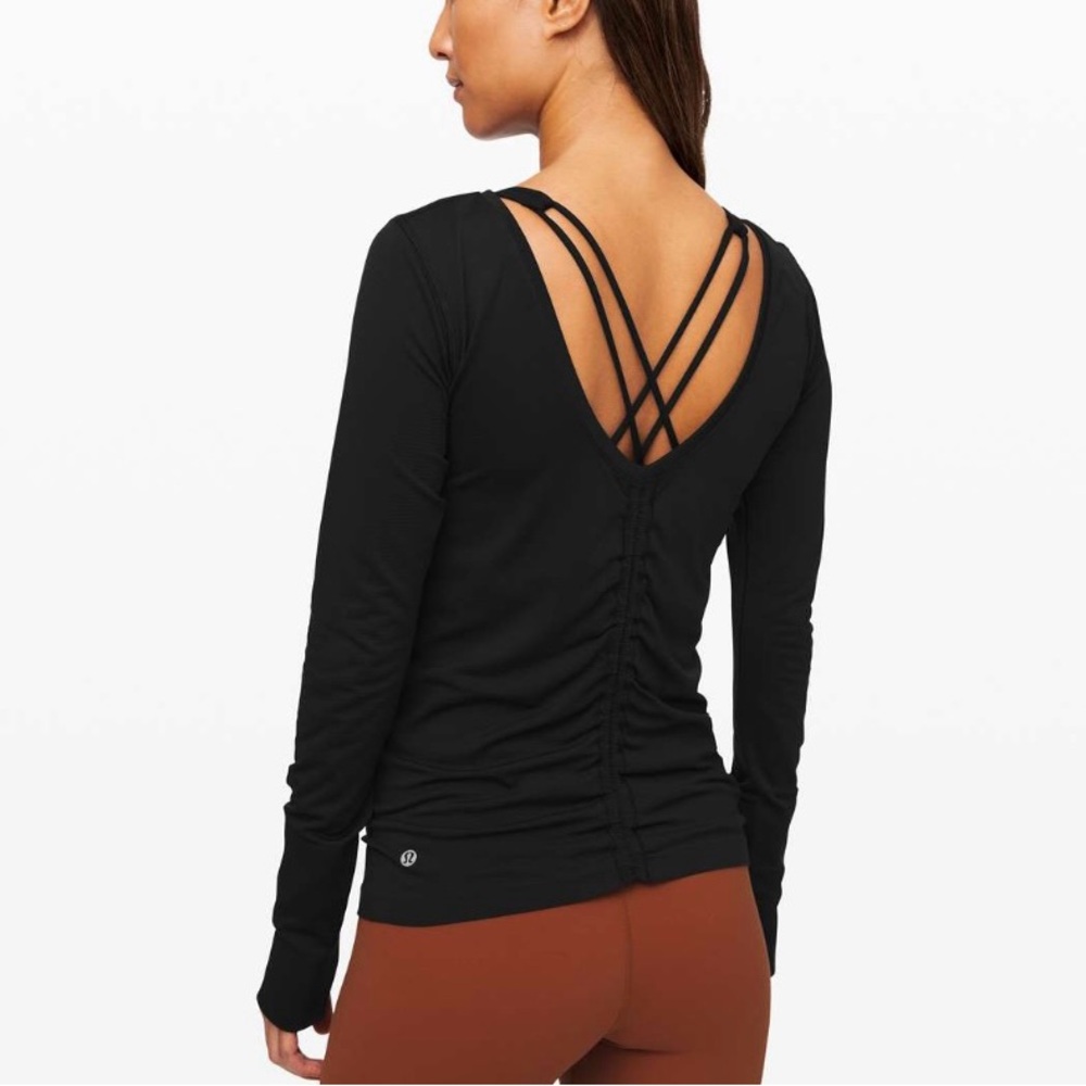 Swiftly speed cinch open back long sleeve black